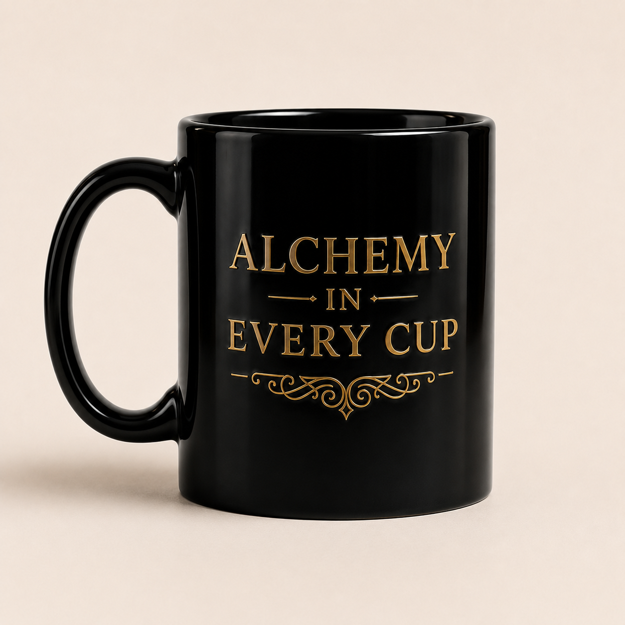 Ortalis Alchemy Ritual Mug – Black Ceramic, 15 oz