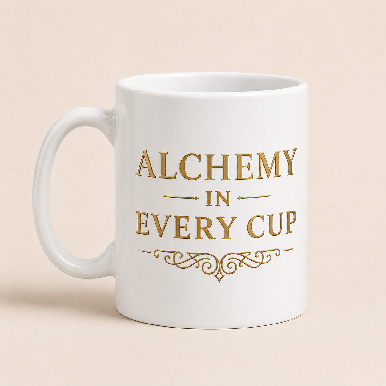 Ortalis Alchemy Ritual Mug – White Ceramic, 15 oz